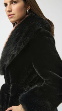 Joseph Ribkoff Faux Fur Shawl Collar Fitted Coat