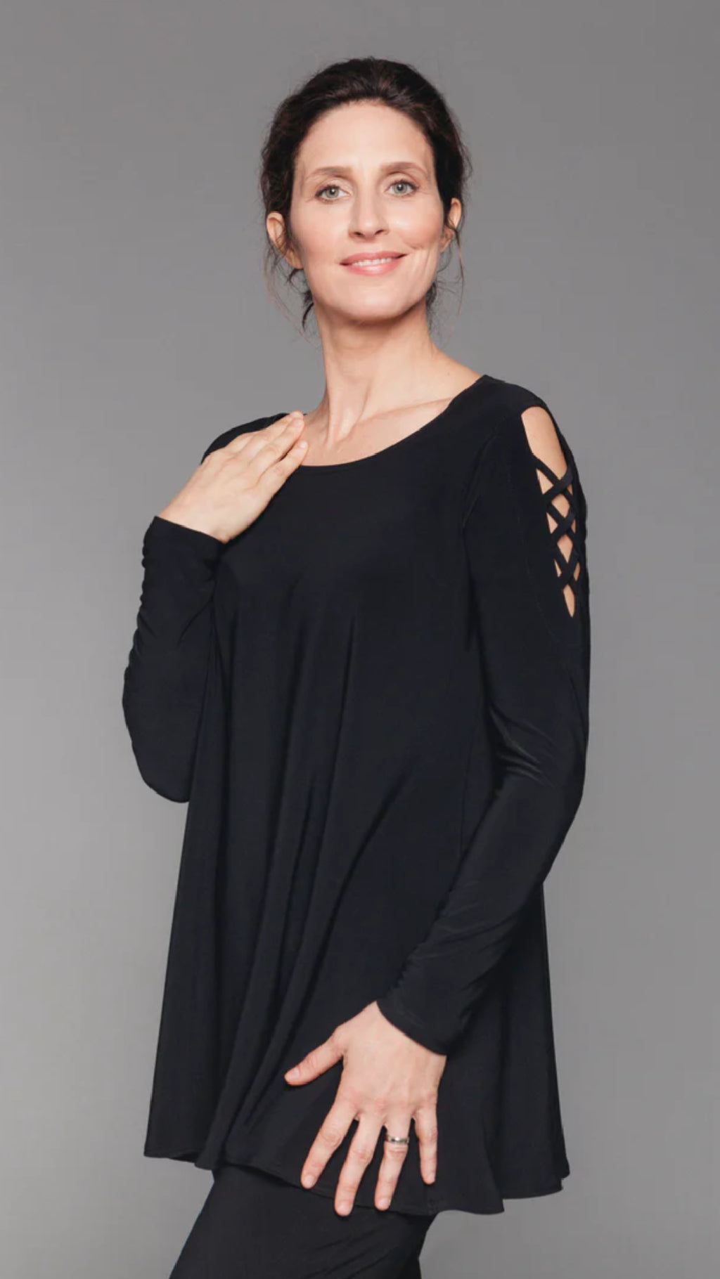 Zig-Zag Sleeve Tunic, 3/4 Sleeve