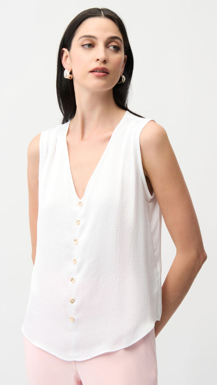 Joseph Ribkoff Recycled Satin Boxy Top With Gold Buttons (New Spring)