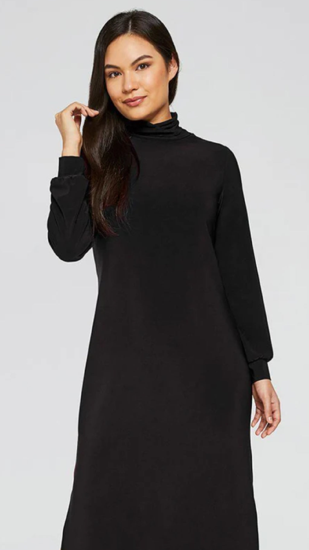 Turtle Neck Gathered Sleeve Dress (Sale)