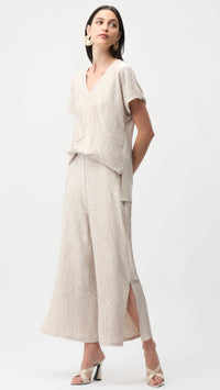 Joseph Ribkoff Pleated Satin Boxy Top and Pull-On Culotte Pants