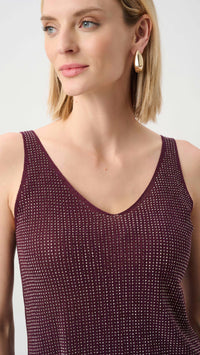 Joseph Ribkoff Metallic Knitted Camisole with Rhinestones
