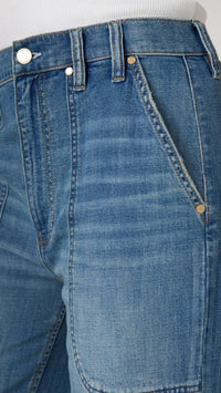 High Rise Relaxed Straight W/Utility Pockets-Dusk Breeze