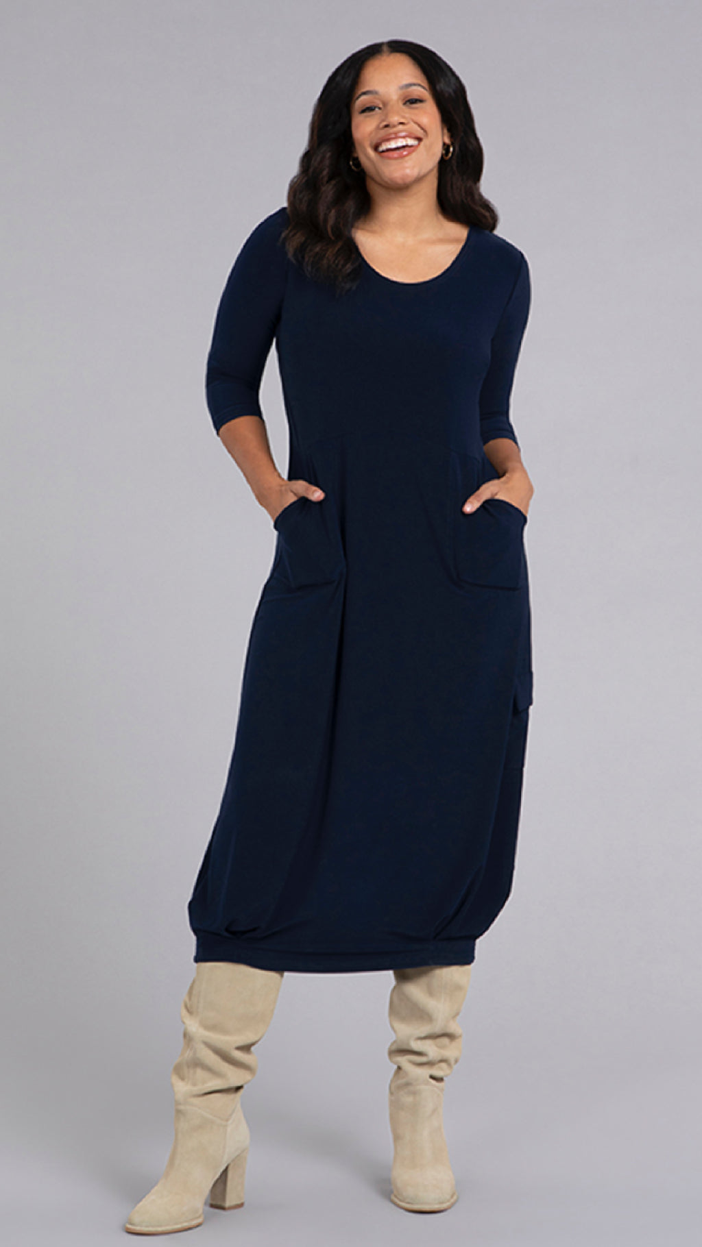 Pleat Hem Dress 3/4 Sleeve (selected colours on sale)