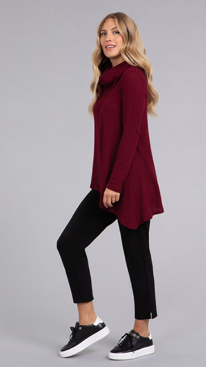 Angle Cowl Neck Waffle Sweater, Long Sleeve (Sale)