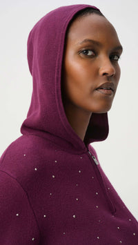 Joseph Ribkoff Embellished Hooded Pullover Sweater And Drawstring Sweater Pant