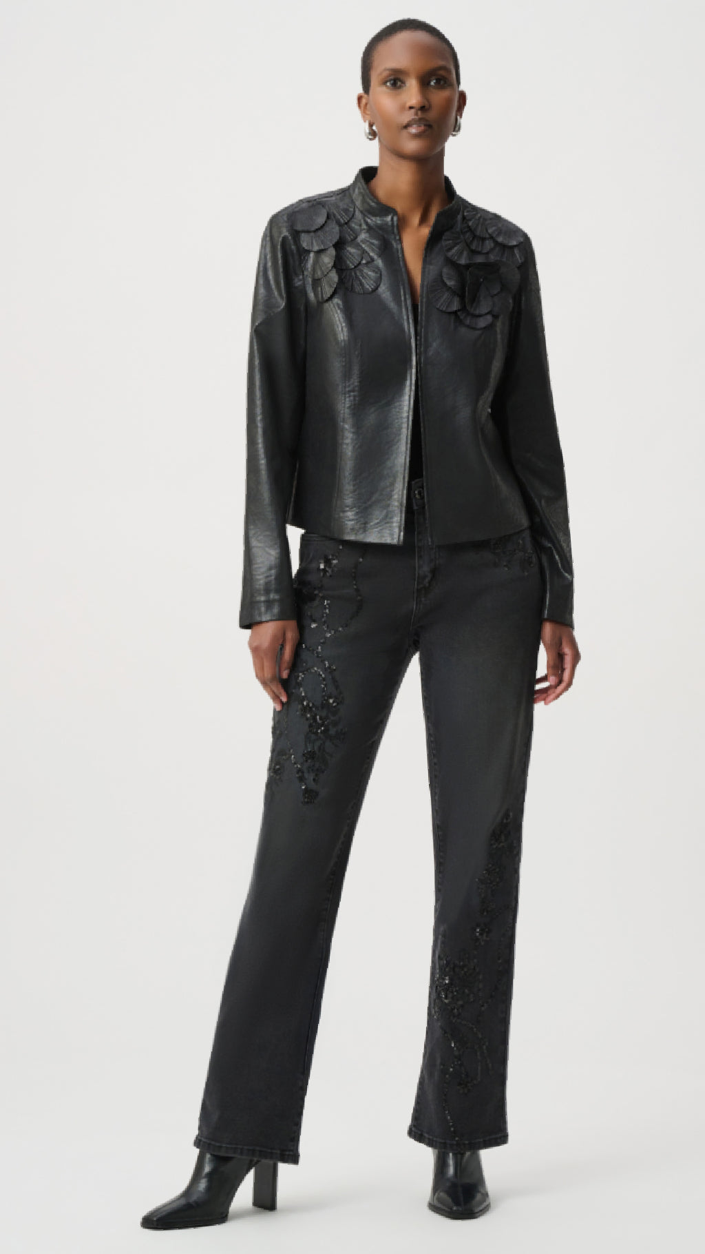 Joseph Ribkoff Embellished Foiled Suede Jacket