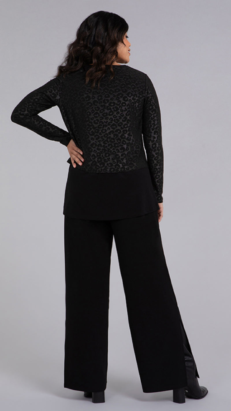 Go To Cropped T, Long Sleeve- Animal Embossed