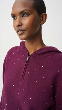 Joseph Ribkoff Embellished Hooded Pullover Sweater And Drawstring Sweater Pant
