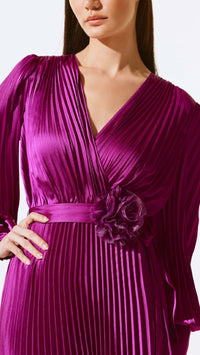 Joseph Ribkoff Satin Pleated Midi Dress (Sale)