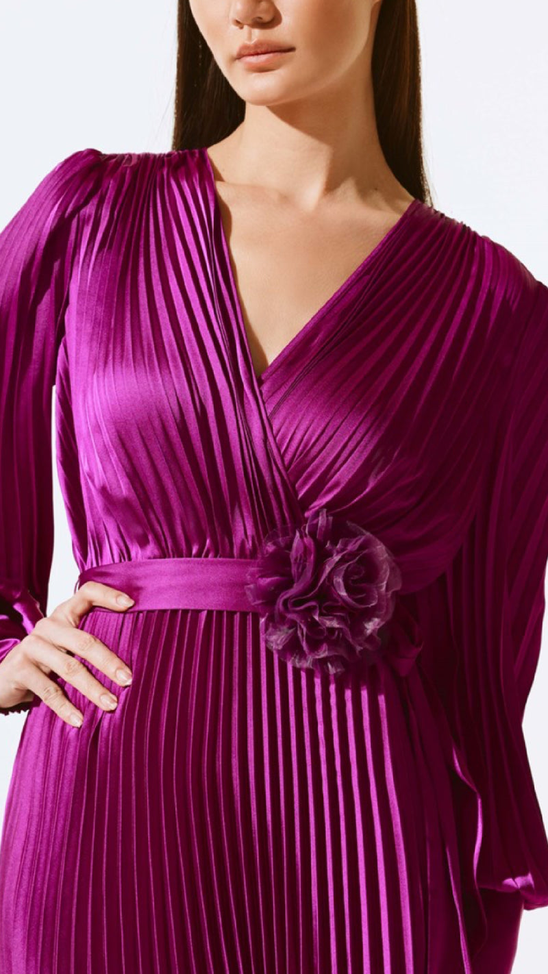 Joseph Ribkoff Satin Pleated Midi Dress (Sale)