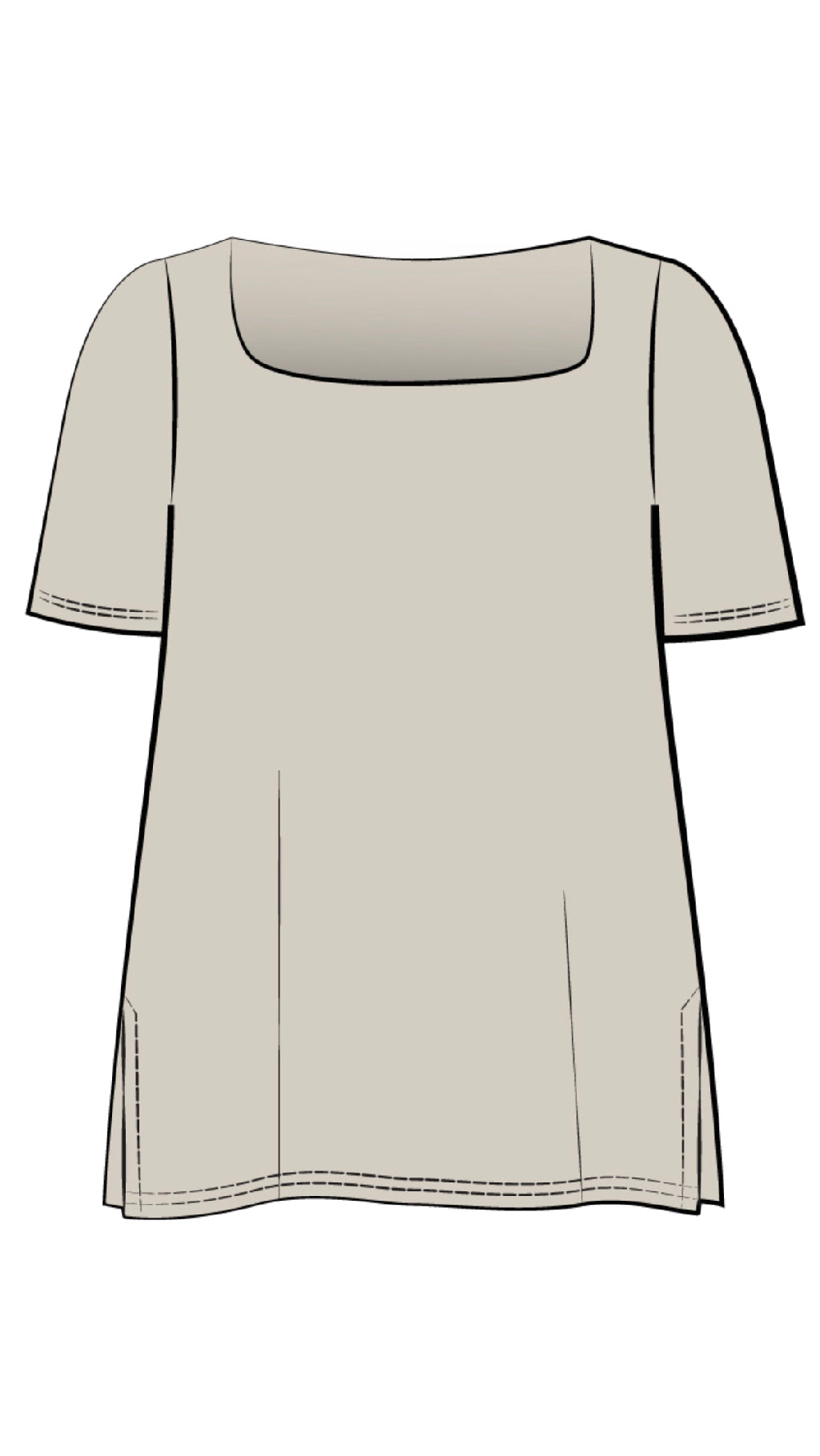 Soft Square Neck Top, Short Sleeves
