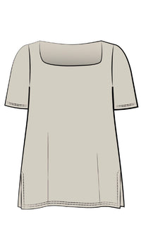 Soft Square Neck Top, Short Sleeves