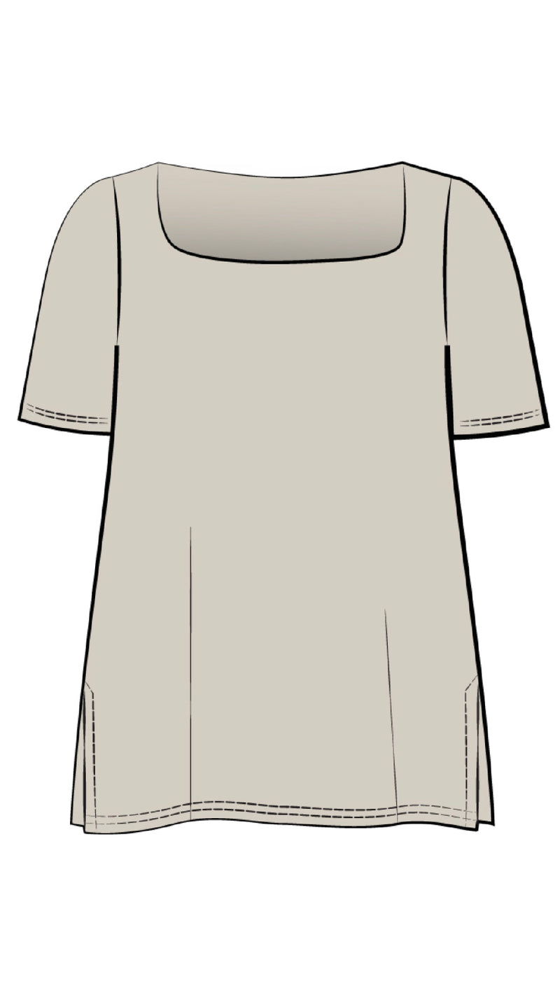 Soft Square Neck Top, Short Sleeves