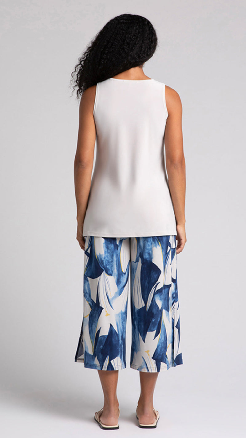 Side Slit Wide Capri-Marble Print