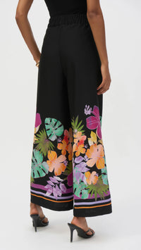Joseph Ribkoff Woven Floral Border Print Wide Leg Pants