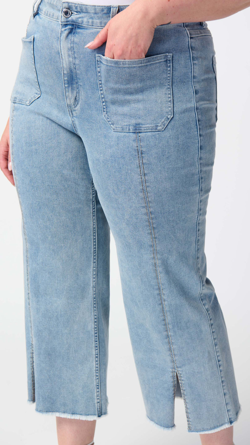 Culotte Jeans With Embellished Front Seam