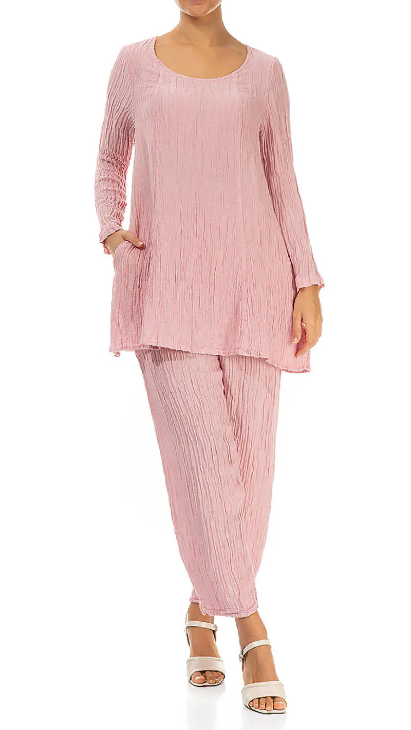 Flared Crinkle Linen, Cotton Tunic and Lantern Pant