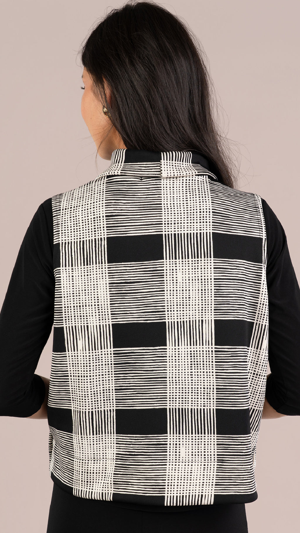 Cloud Top It Up Smock-Ecru Plaid
