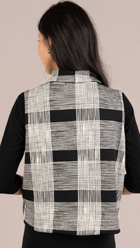 Cloud Top It Up Smock-Ecru Plaid