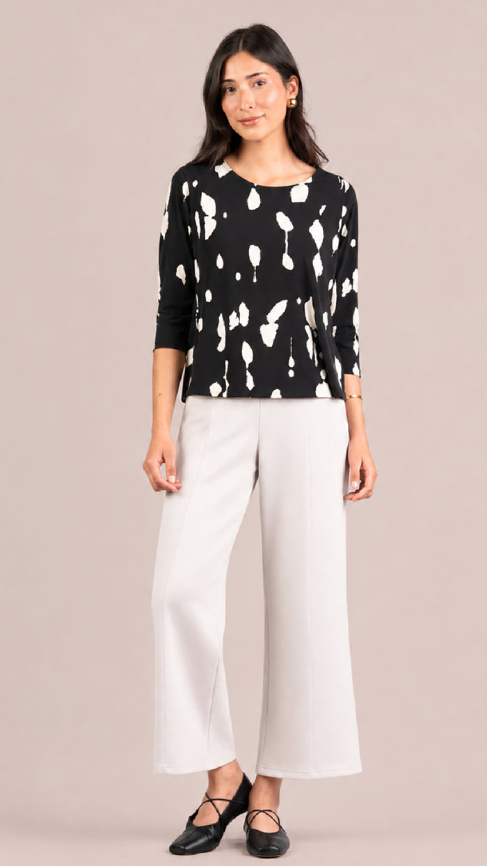 Go To Classic T Relax Short, 3/4 Sleeve-Cashew Splatter