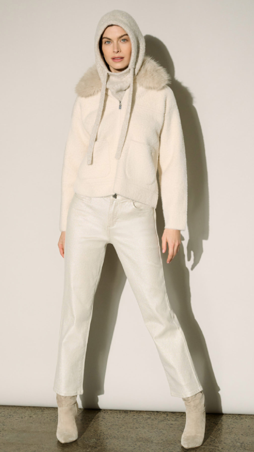 Joseph Ribkoff Detachable Faux Fur Collar Jacket