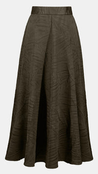 Joseph Ribkoff Pleated Satin Long Flared Skirt
