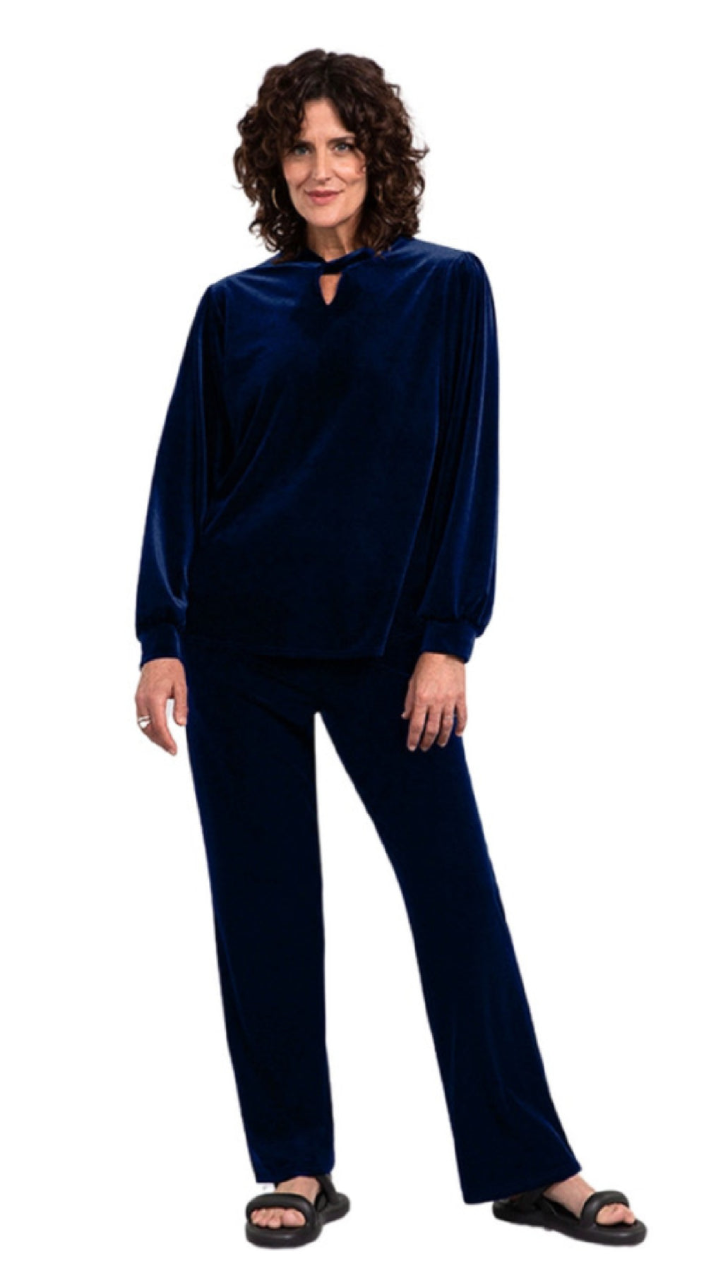 Velvet Twist Neck Top, Long Sleeve (Sale)