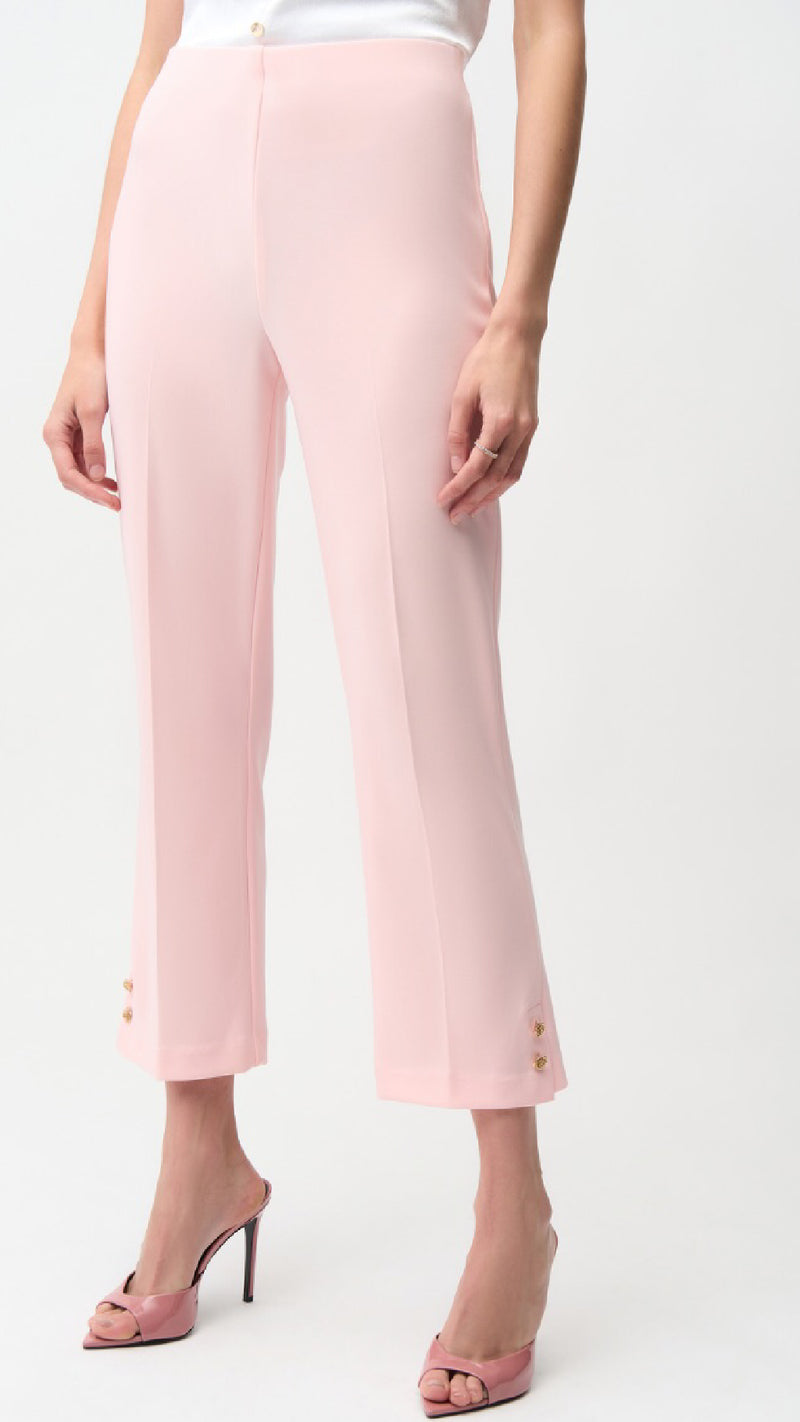 Joseph Ribkoff Silky Knit Fitted Blazer And Cropped Pull-On Pants With Gold Buttons