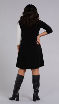 Colour Blocked Patch Pocket Dress, 3/4 Sleeve