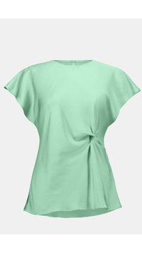Joseph Ribkoff Recycled Satin Fitted Top with Front Twist Detail (New Spring)