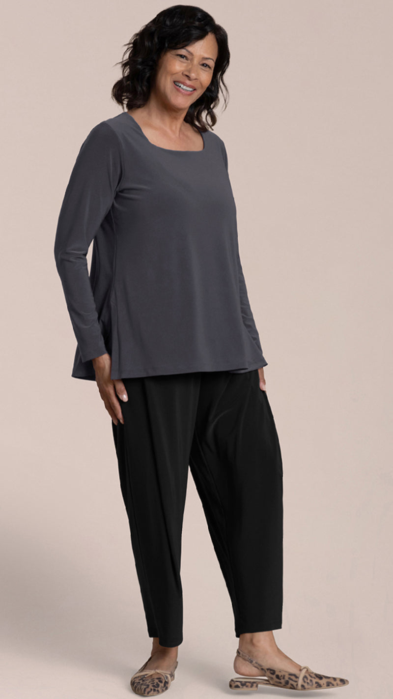 Soft Square Neck Top, 3/4 Sleeve