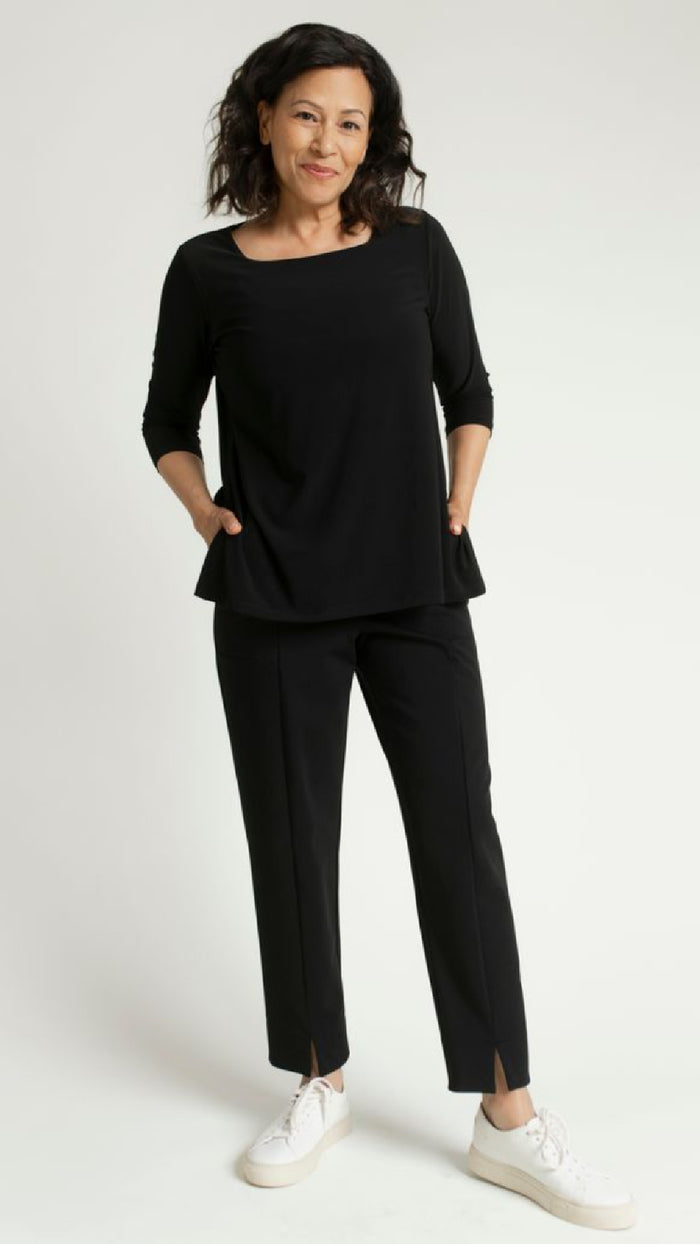 Soft Square Neck Top, 3/4 Sleeve
