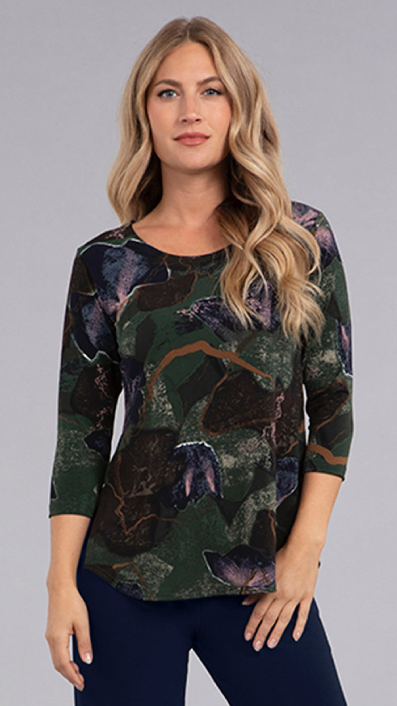 Go to Classic T-Relax, 3/4 Sleeve-Abstract Floral