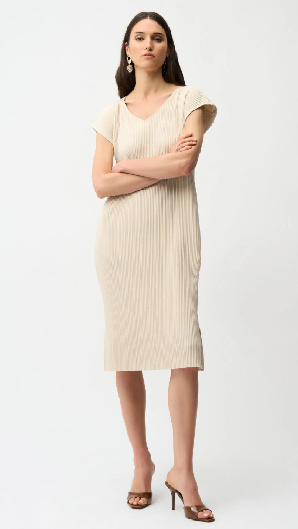 Joseph Ribkoff pleated Scuba Crepe Straight Dress With Pockets