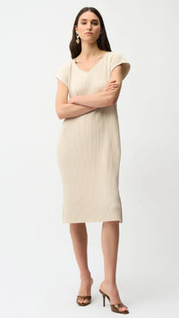 Joseph Ribkoff pleated Scuba Crepe Straight Dress With Pockets