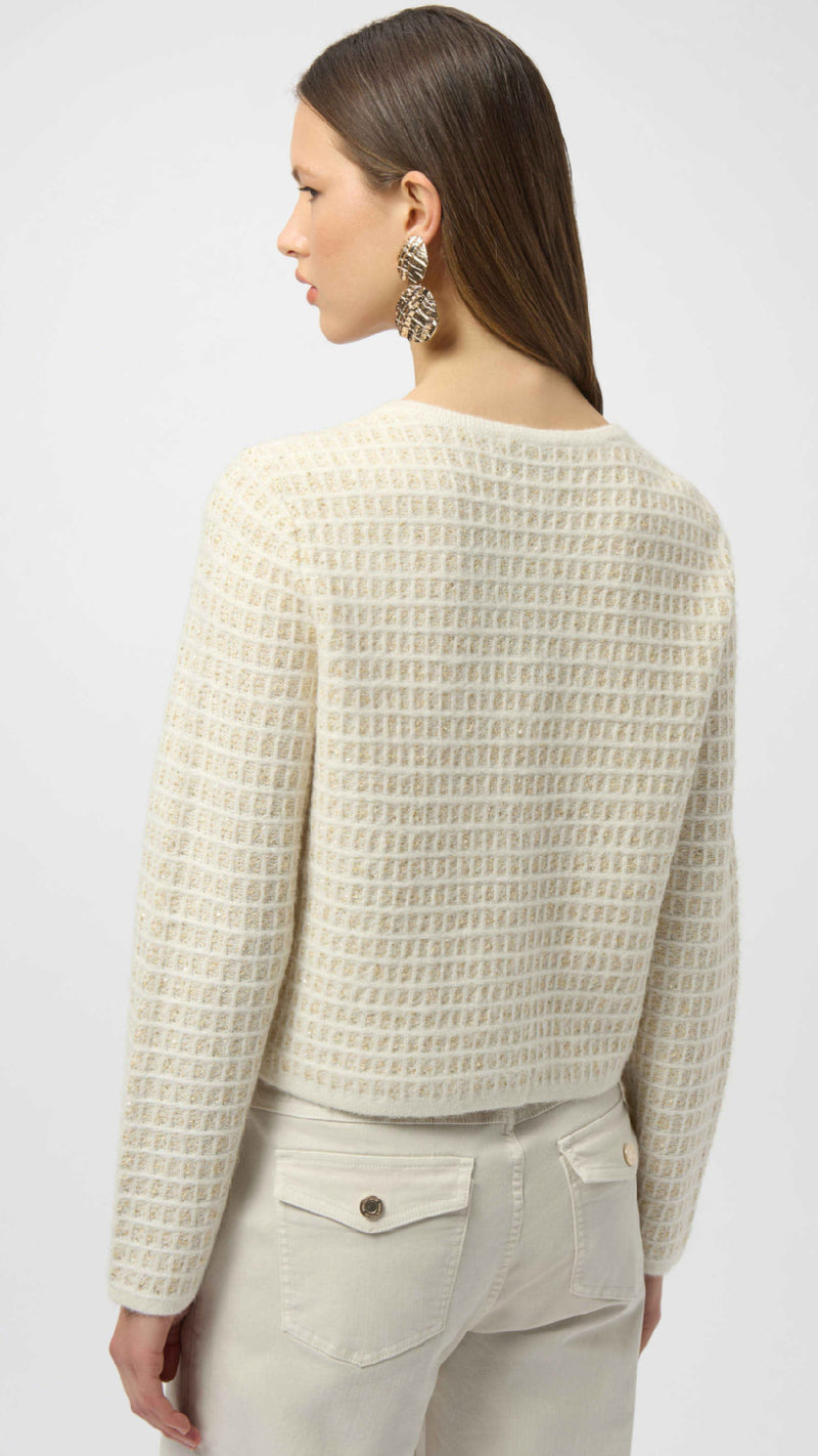 Joseph Ribkoff Sequined Sweater Knit Cardigan with Gold Buttons