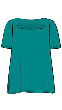Soft Square Neck Top, Short Sleeves