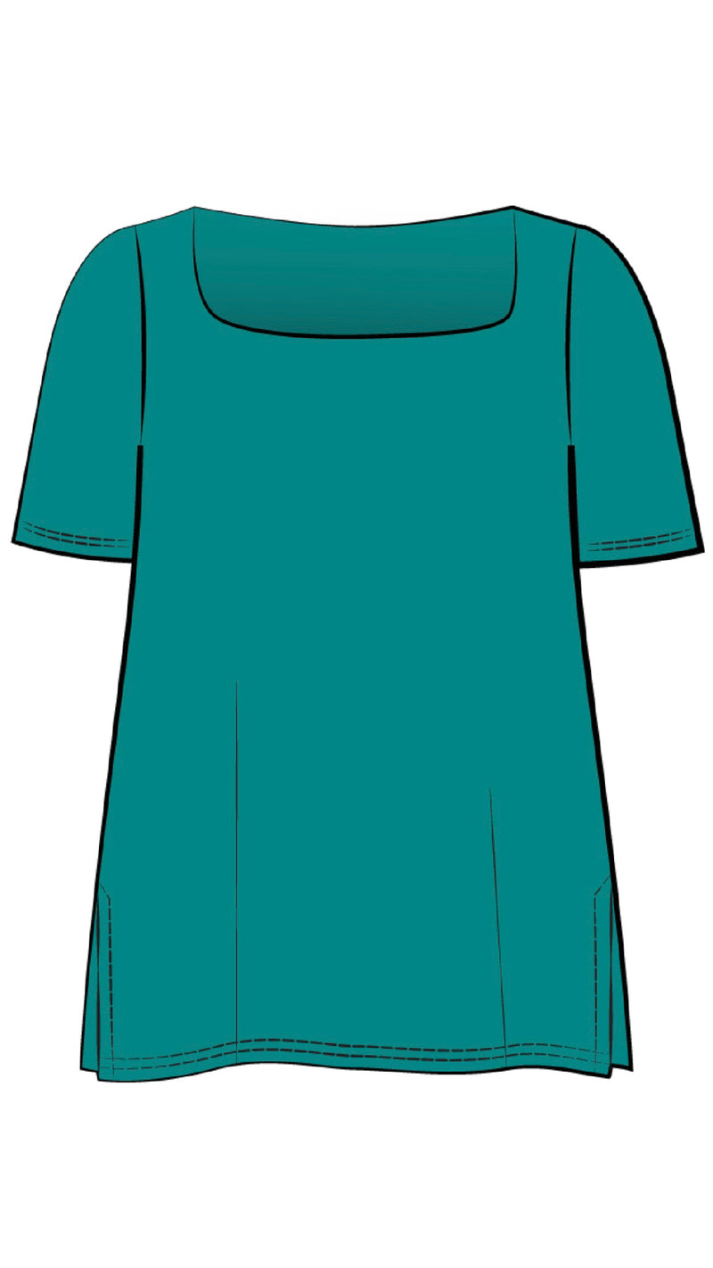 Soft Square Neck Top, Short Sleeves