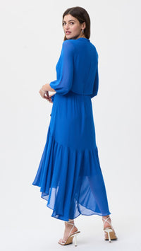 Solid Chiffon Flounced Midi Dress