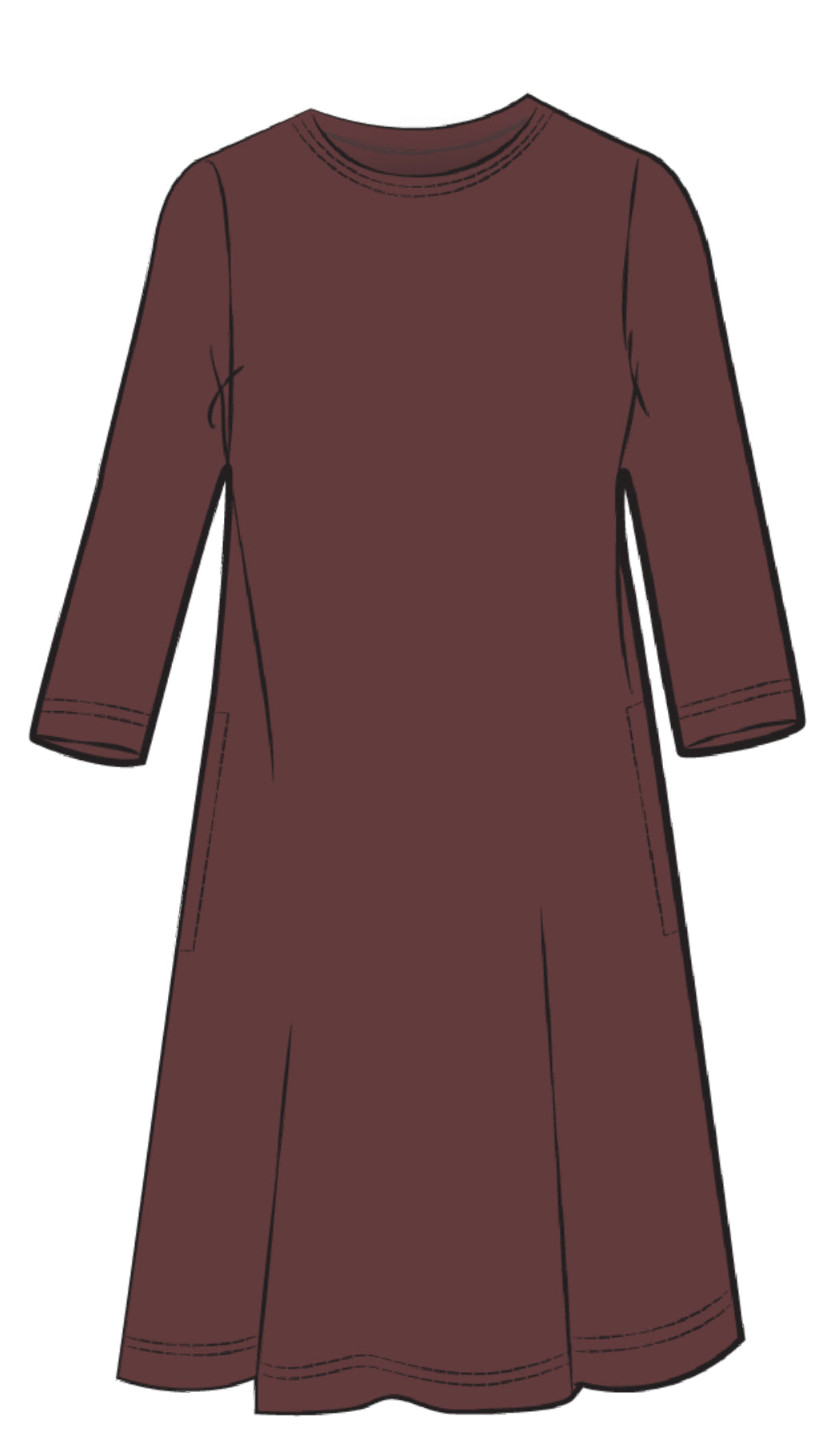 Nu Trapeze Dress, 3/4 Sleeve