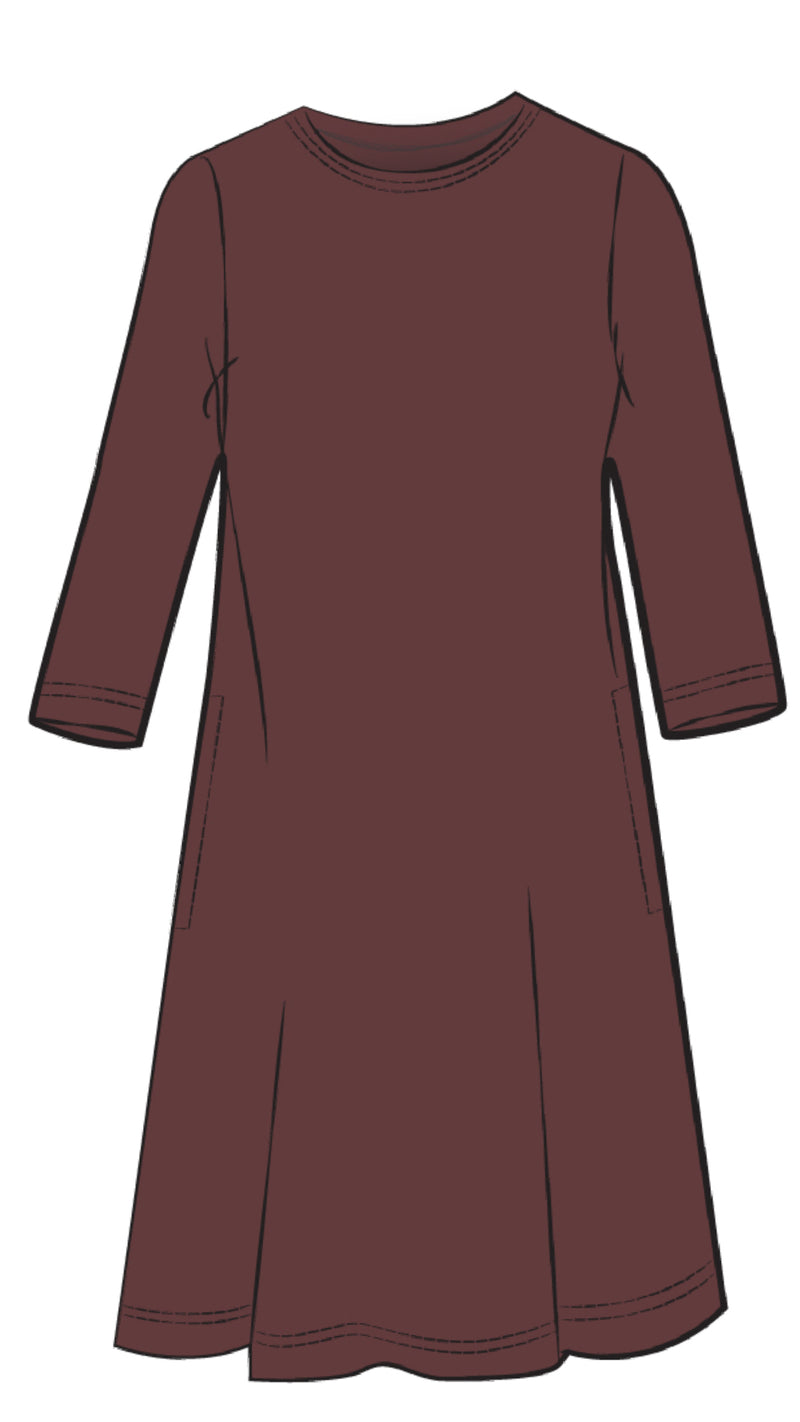 Nu Trapeze Dress, 3/4 Sleeve