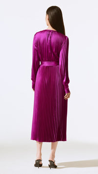 Joseph Ribkoff Satin Pleated Midi Dress (Sale)