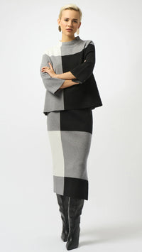 Joseph Ribkoff Jacquard Sweater Colour Blocked Skirt and Pullover Set
