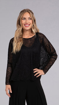 Lace Reversible Cinch Top, Long Sleeve