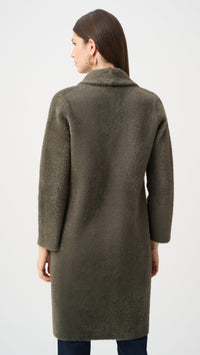 Joseph Ribkoff Feather Yarn Coat With Detachable Faux Fur Collar