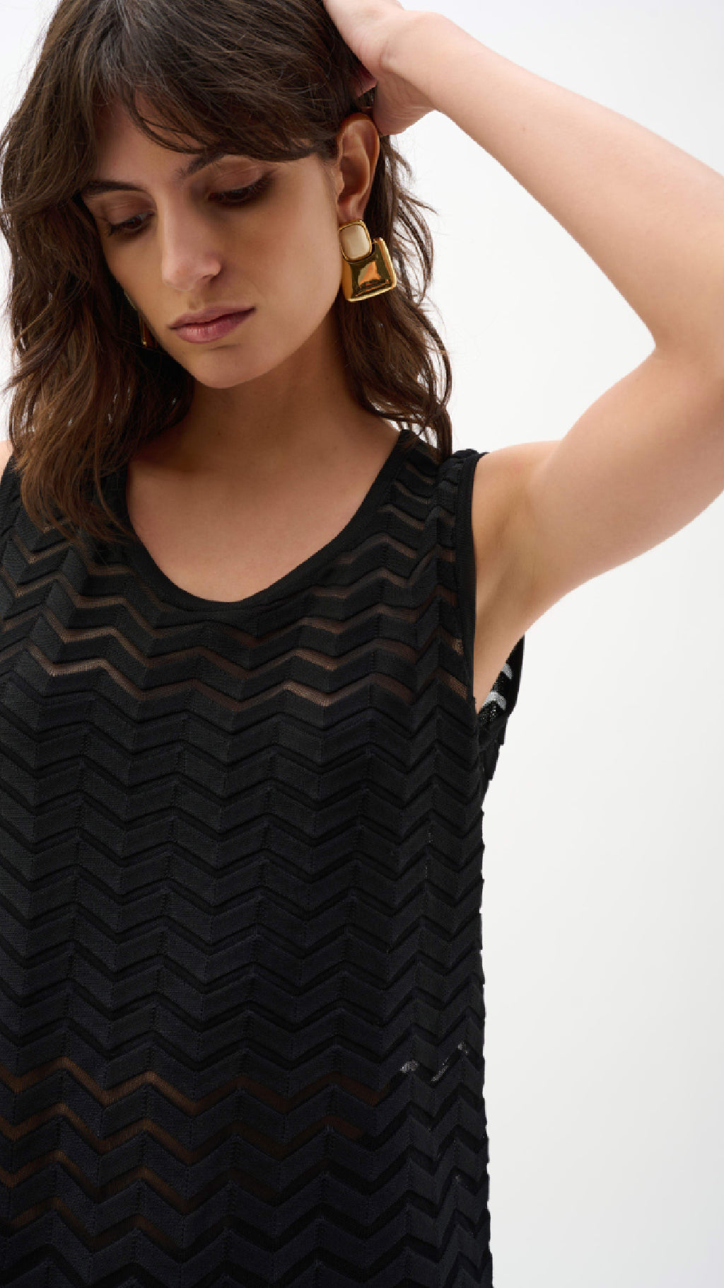 Joseph Ribkoff Viscose Jacquard Knit Chevron Stitch Relaxed Tunic Top and Culotte Pants