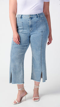 Culotte Jeans With Embellished Front Seam