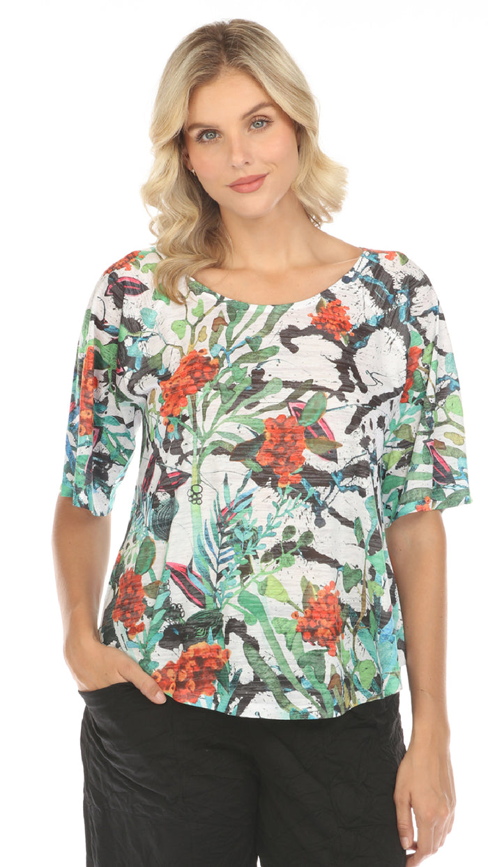 Inoah Flared Sleeve, Crew Neckline Top