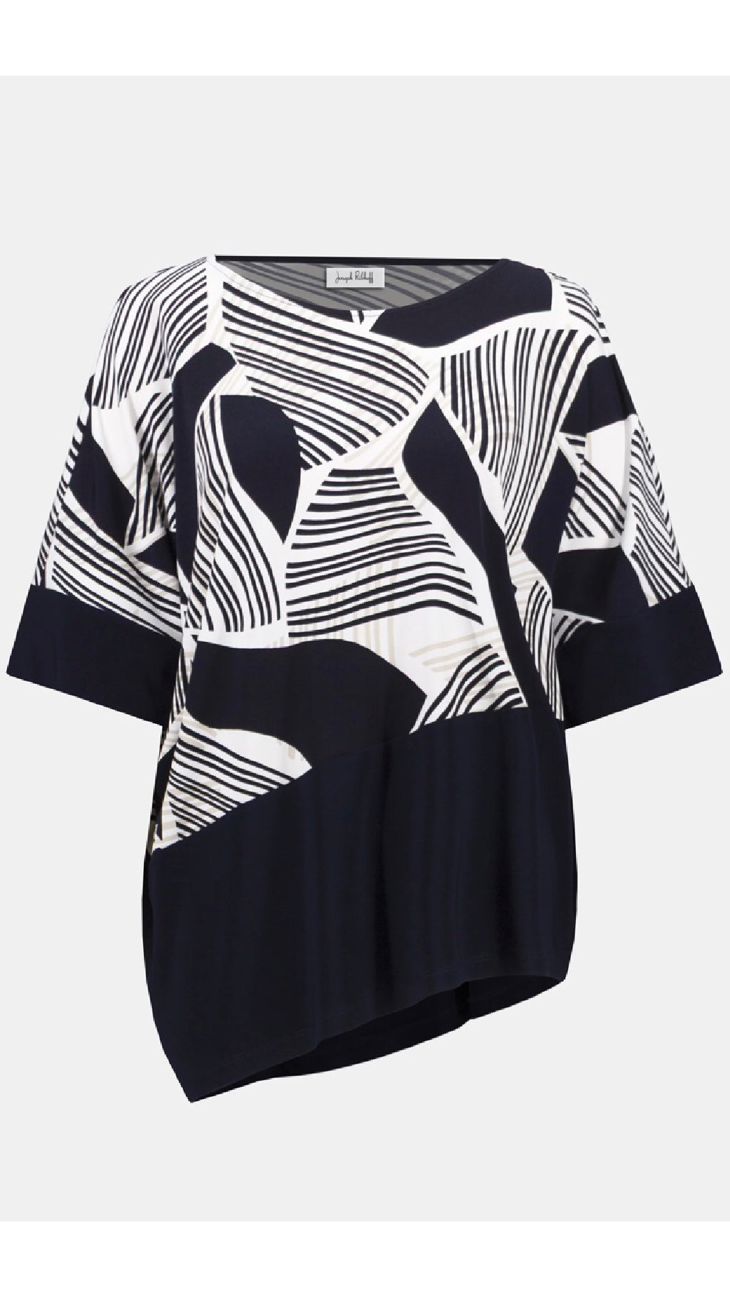 Joseph Ribkoff Silky Knit Geometric Print Asymmetrical Cocoon Top or Pull On Pants.